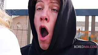 kinky boy licks girl's pussy, she convulses in orgasm