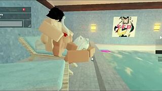 Milf Slut Bent Over Riding Monster Cock In Pool