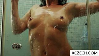 sexy woman bathing in shower dancing czech style