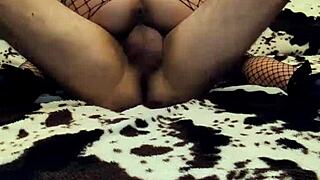 Wow! Wife Rides Cowgirl in Sexy Black Stockings!