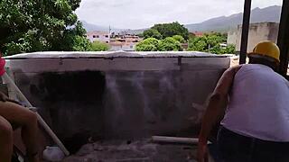 Sexy Engineer on My Rooftop Couldn't Resist My Naked Tease