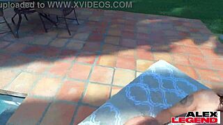 Big tits babe Shay Sights licks thick cock outdoors