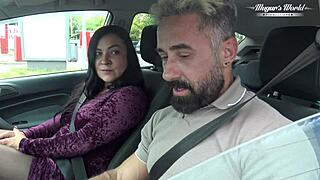 hey, check this hairy Christina Santes banging hard in the car backstage!