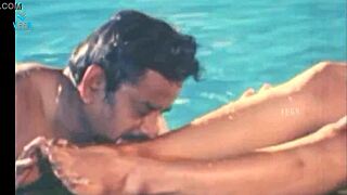 unmarried hot couple enjoying at swim pool, relaxing with big tits and softcore fun