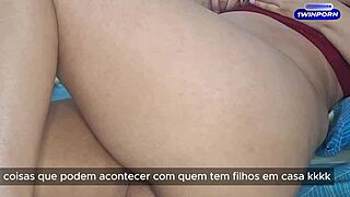 Married housewife enjoys riding her cuckold husband until interrupted