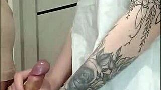 Stepmom's friend jerks off at house party