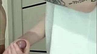 Stepmom's friend jerks off at house party