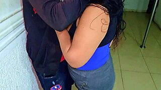 Cuckold wife pays bill collector with hot sex in family bed, sucking and fucking his cock