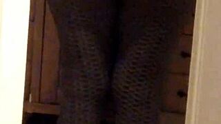Wife wearing leggings shows off her ass