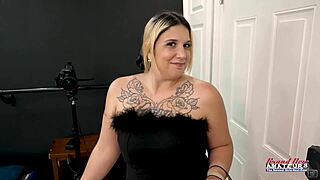 curvy inked blonde logan lace gets pussy fingered and drilled