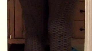 Wife wearing leggings shows off her ass