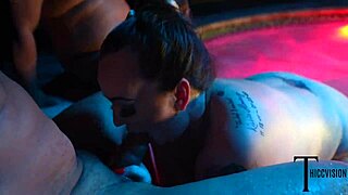 Bbw in a group backstage event