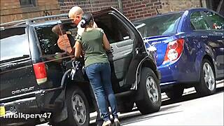 Hidden Cam Catches Ebony Mature Busting Nuts on Ass