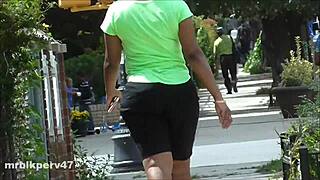 Hidden Cam Catches Ebony Mature Busting Nuts on Ass