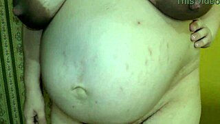 Pregnant milf creampied in missionary before husband returns.
