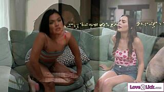 Petite Stepsister Demands Sexy Striptease While Masturbating Hairy Pussy