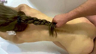 Hot bathroom sex with long haired milf