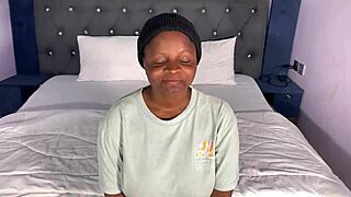 Elizabeth's ebony casting interview turns sexy masturbation