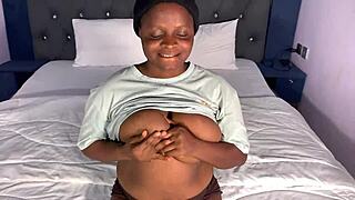 Elizabeth's ebony casting interview turns sexy masturbation