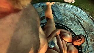 wild outdoor sex toy fun with chubby milf girlfriend