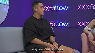 Hot interview turns into wild threesome with latina milf subdued by maxx betancur and kissed by presenter