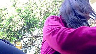 i'm nicoletta smoking in a public garden flashing my big tits outdoors