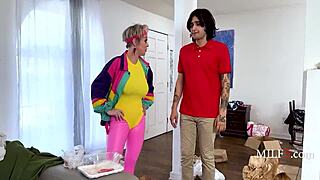 Asian milf in gym won't let young man's hardon go to waste.