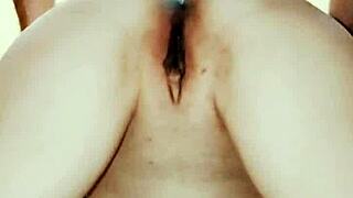 Close up view of couple in lingerie and stockings during homemade sex