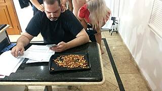 mom and daughter fucking behind dad