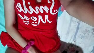 Tight pussy cowgirl makes him cum inside