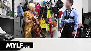 Shoplifting milf passed around by stepson and three men for stealing