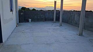 Submissive milf dominated on rooftop by bricklayer