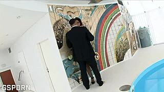 Sexy Brunette Girl's Perfect Ass in Anal Threedome DP with Cum in Mouth