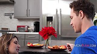 Stepmom and stepson enjoy taboo oral on desk