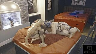 Jay playhard enjoys threeway with eva may and livie blainn, licking balls and wet pussy.