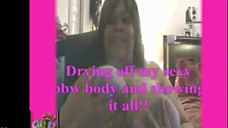 Drying off sexy bbw body while showing big tits ass and ebony curves in amateur video
