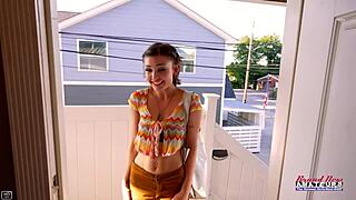 Petite brunette Wendy gives BJ and rimjob