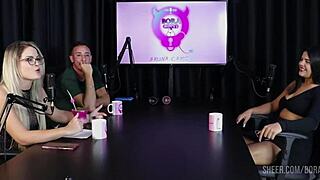 Latina with tattoo gives handjob in see-through lingerie during outdoor casting interview