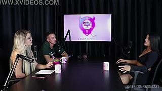 Latina with tattoo gives handjob in see-through lingerie during outdoor casting interview