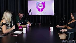 Latina with tattoo gives handjob in see-through lingerie during outdoor casting interview