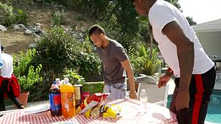 black milf joins lively threesome gathering with friends