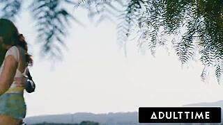 Adult time features lesbian milf Jessica Ryan squirting all over her sexy age gap girlfriend Chloe Surreal