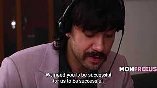 Blonde milf unbuttons blouse on street, inviting taboo fantasy