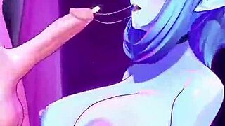 two blue women with big tits getting fucked in animation