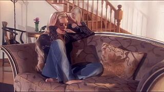 Bridgette and Holly Share Anal Cock on Bed