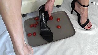 i crush tomatoes under my feet in the kitchen