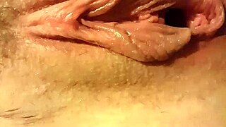 Young Slut Stretches Her Shaved Pussy With Deodorant Can During Massage