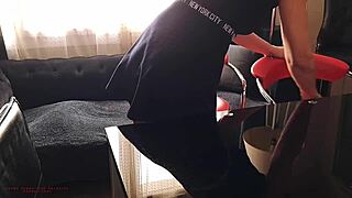 Rough bent over creampie surprise 😏