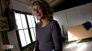 Skinny french blonde milf fucked in ass for money