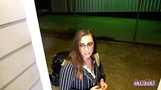 Busty Brunette Celeste Fingers Twat Then Doggy Bang.